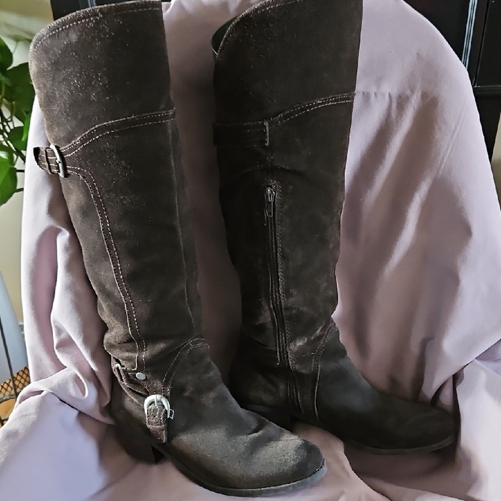 Audrey Brooks Tall Brown Suede Riding Boots